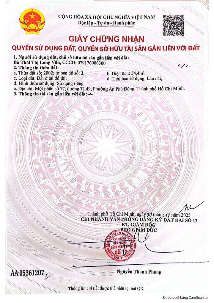 Đất thổ cư Thạnh Lộc 49, Quận 12 - Diện tích 54m² - Gần chợ tiện lợi!