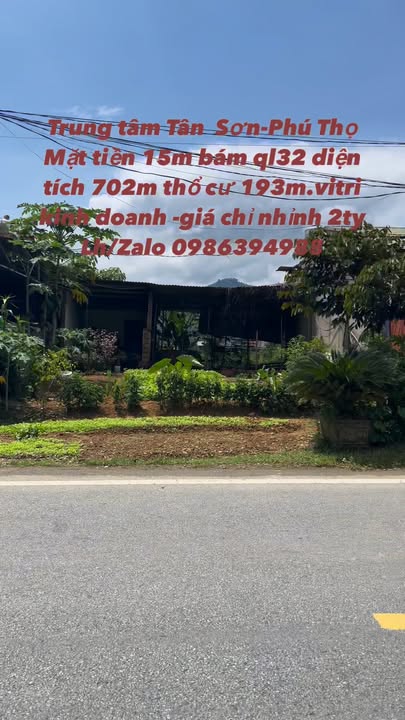 Đất nền kinh doanh xã Tân Sơn Phú Thọ 702m² giá chỉ 2 tỷ - Đầu tư sinh lời ngay!