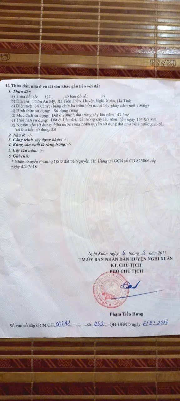 Đất chính chủ Tiên Điền 347m² giá 2.5 tỷ - Cơ hội đầu tư hấp dẫn!