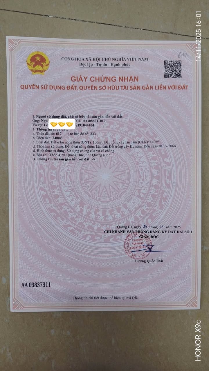 Đất nền Quảng Thịnh 240m² giá chỉ 500 triệu - Đầu tư sinh lời ngay!