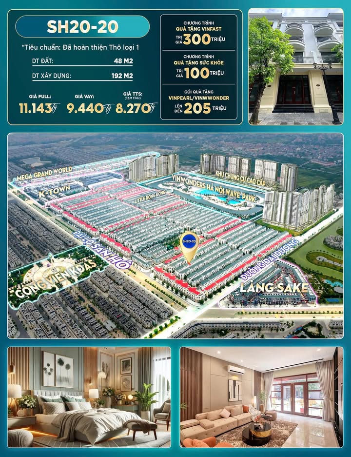 Townhouse Liền kề San Hô Văn Giang 48m² giá 8.2 tỷ - Chính sách ưu đãi hấp dẫn!