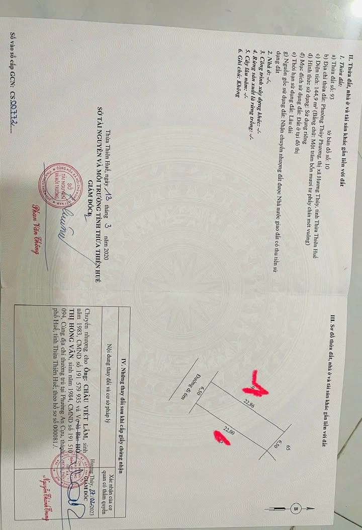 Đất nền đẹp đường Hà Thọ Lộc, Thủy Dương 145m² giá 2 tỷ - Cơ hội đầu tư hấp dẫn!