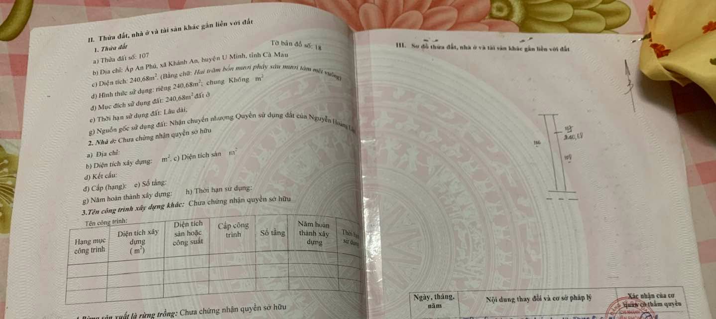 Đất nền thổ cư 240m² xã Khánh An, U Minh giá 400 triệu - Sổ hồng chính chủ!