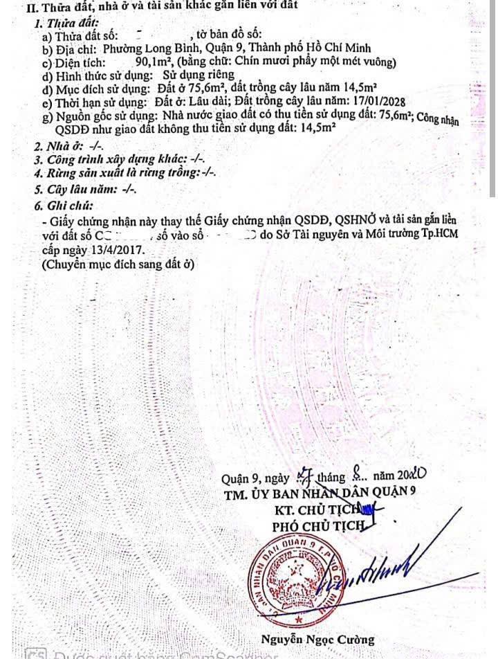 Đất thổ cư 90m² Nguyễn Xiển, P. Long Bình, Q. Thủ Đức - Giá chỉ 2.85 tỷ, giảm 300 triệu!