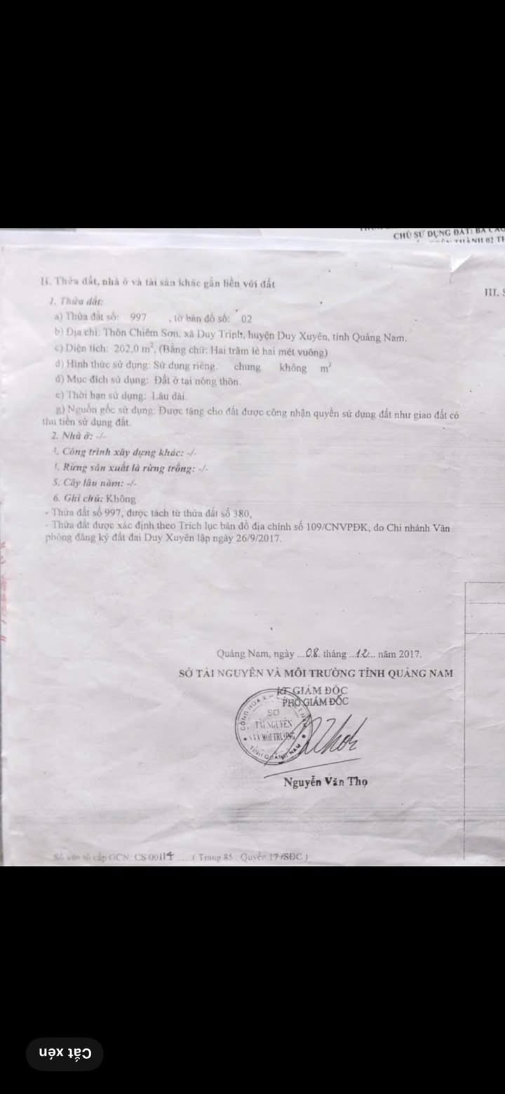 Đất nền Duy Trinh, Duy Xuyên 202m² giá 8xx triệu - View đồng ruộng thoáng mát!