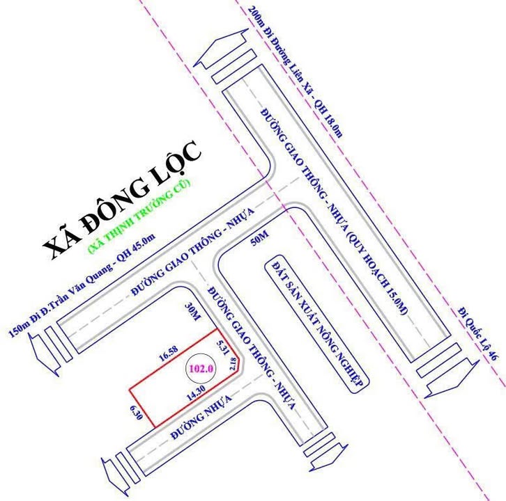 Đất lô góc 2 mặt tiền Nghi Trường 102m² giá 1.2 tỷ - Vị trí đẹp, thuận tiện!