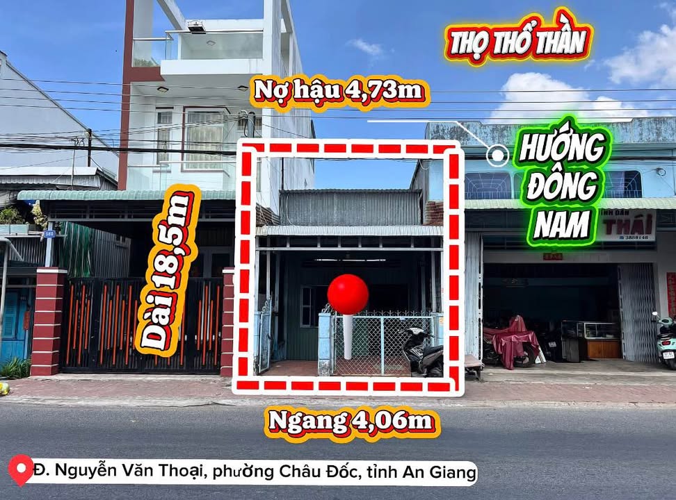 Nhà mặt tiền Đ. Nguyễn Văn Thoại, Châu Đốc 81m² giá 2.7 tỷ - Kinh doanh thuận lợi!