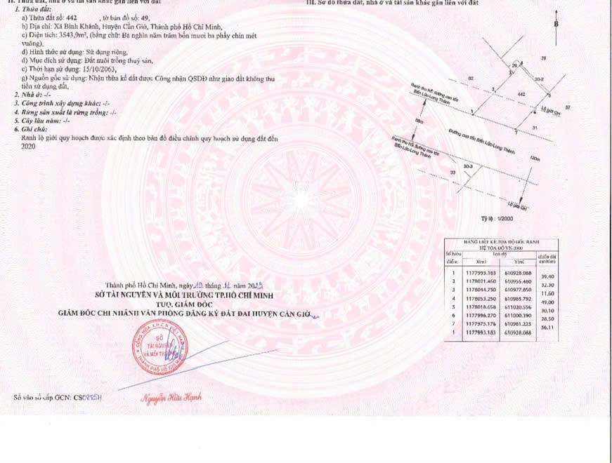 Bán đất đường nội bộ Rừng Sác, Bình Khánh, Cần Giờ 3.543m² - Đầu tư sinh lời hấp dẫn!