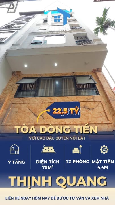Căn hộ dịch vụ 75m² phố Thịnh Quang, Đống Đa giá 22.5 tỷ - Doanh thu 90 triệu/tháng!