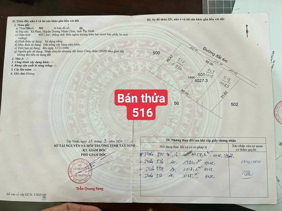 Đất nền xã Phan, huyện Dương Minh Châu 2000m² giá 2.46 tỷ - Sổ đỏ chính chủ, thuận tiện xây dựng!