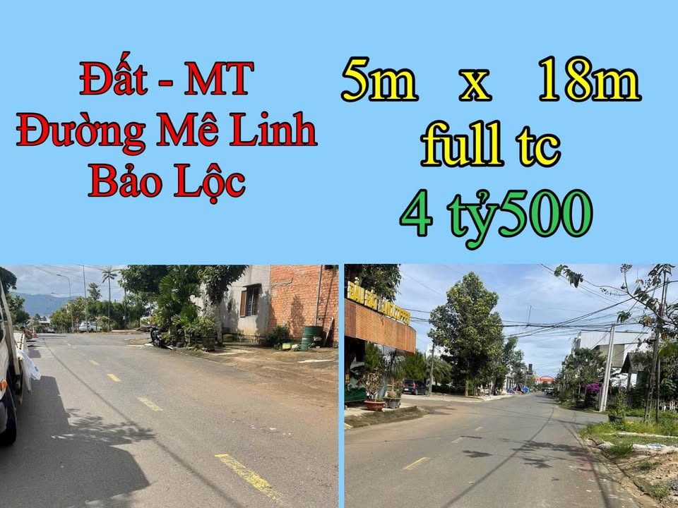 Đất nền mặt tiền Mê Linh Bảo Lộc 90m² giá 4.5 tỷ - Đầu tư sinh lời cao!