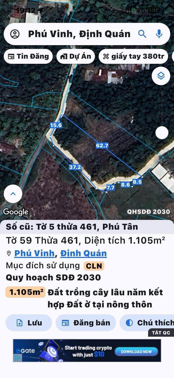 Đất nền Phú Tân Định Quán 1 sào giá chỉ 480 triệu - Sổ đỏ chính chủ