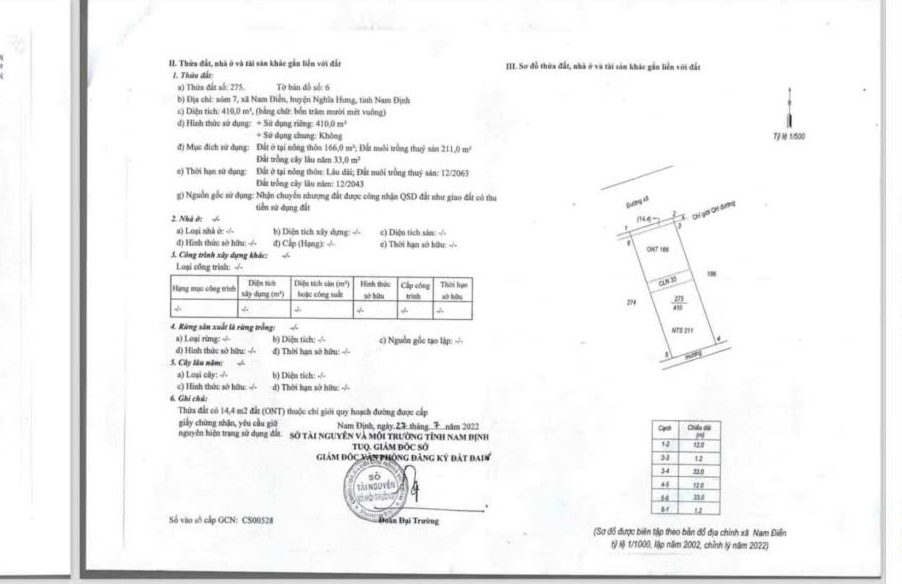 Lô đất đẹp Xóm 7, xã Nam Điền 420m² giá 3 tỷ - Đầu tư sinh lời ngay!