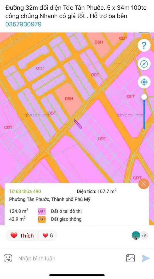 Đất nền Phú Mỹ 170m² giá 1.65 tỷ - Cơ hội đầu tư tuyệt vời!