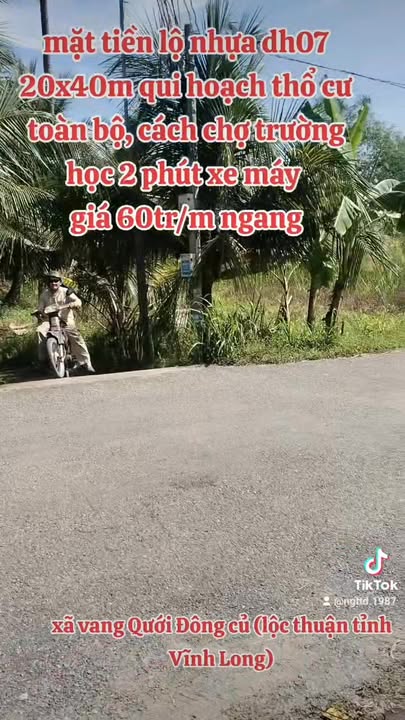 Đất mặt tiền xã Lộc Thuận, Bình Đại 800m² giá 2.4 tỷ - Tiềm năng đầu tư sinh lời!