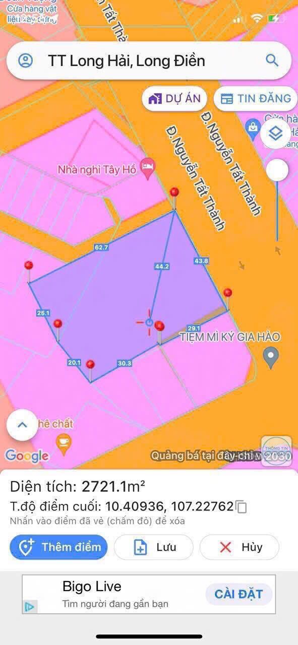 Đất nền mặt tiền Nguyễn Tất Thành, Long Hải 2740m² giá 54.8 tỷ - Cơ hội đầu tư hấp dẫn!