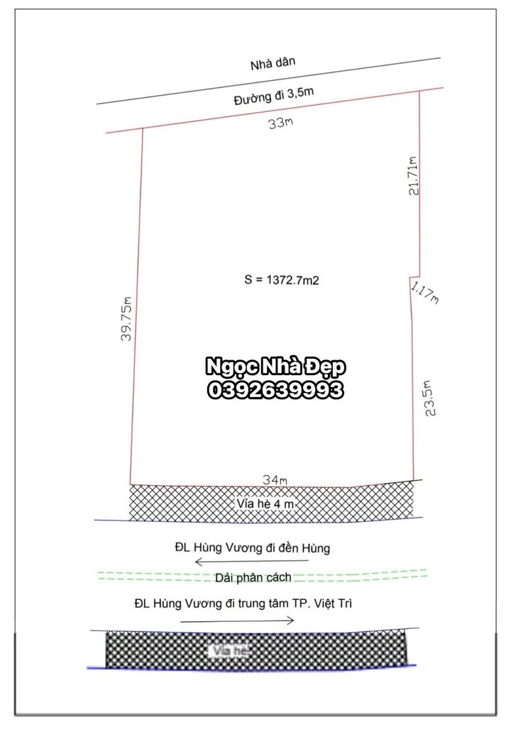 Đất mặt tiền Đại lộ Hùng Vương, phường Vân Phú, 1373m² giá 41 tỷ - Cơ hội đầu tư vàng!