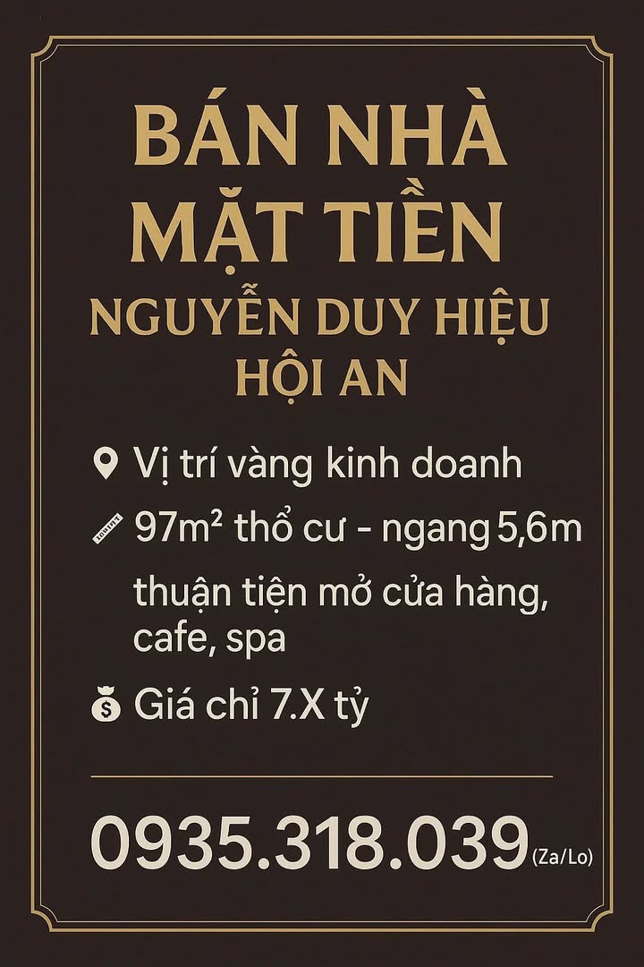 Bán nhà mặt tiền Nguyễn Duy Hiệu, Hội An 97m² giá 7 tỷ - Vị trí vàng kinh doanh