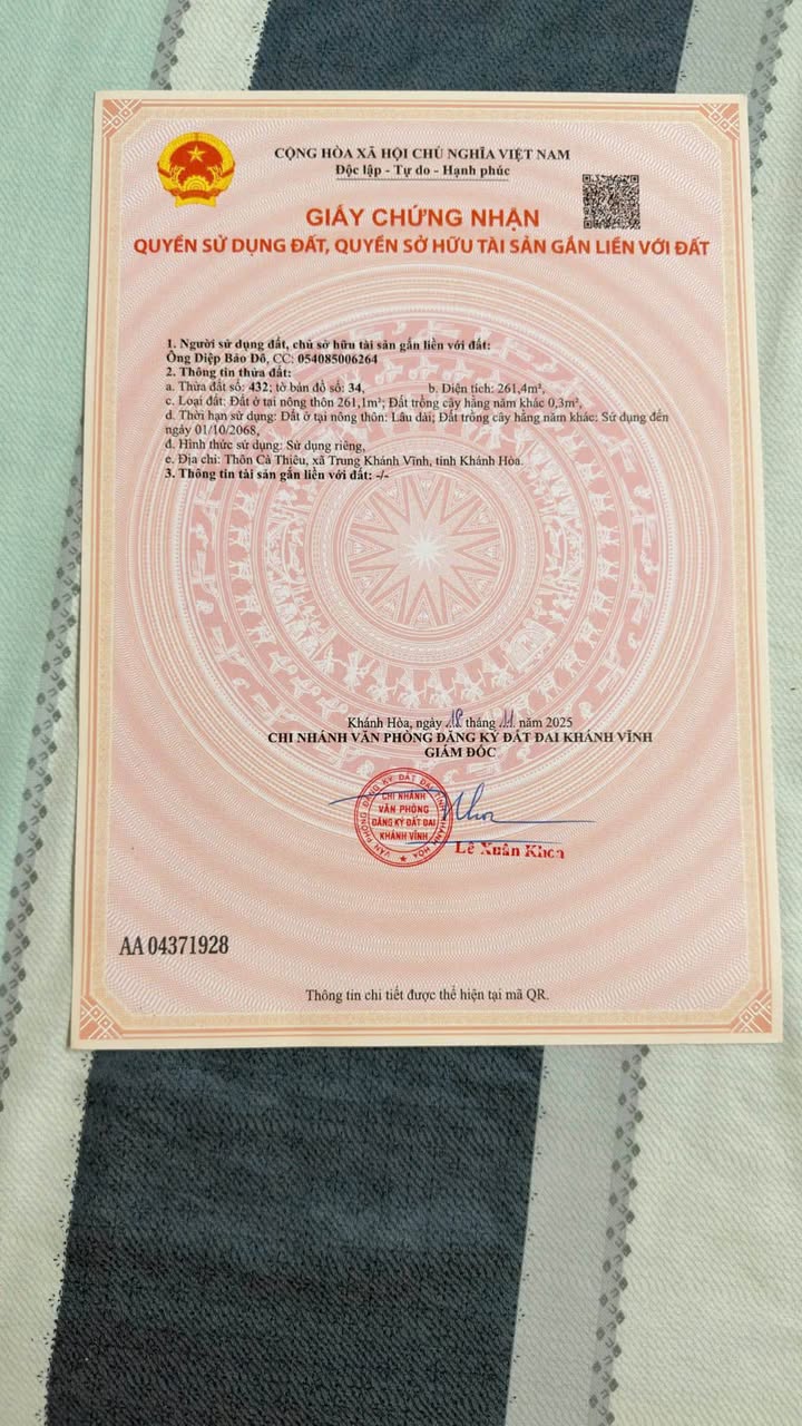 Đất nền Khánh Hiệp, Khánh Vĩnh 300m² giá chỉ 269 triệu - Đầu tư sinh lời ngay!