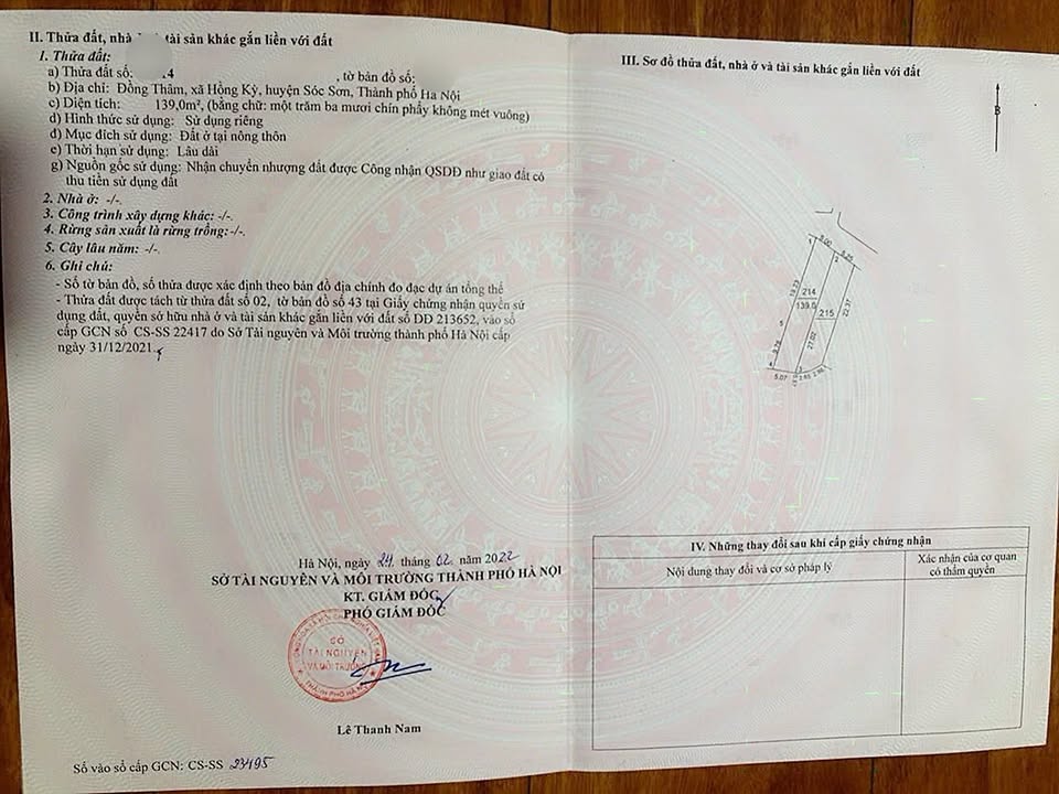 Đất nền xã Hồng Kỳ, Sóc Sơn 139m² - Mặt tiền 5m, giá tốt không thể bỏ lỡ!