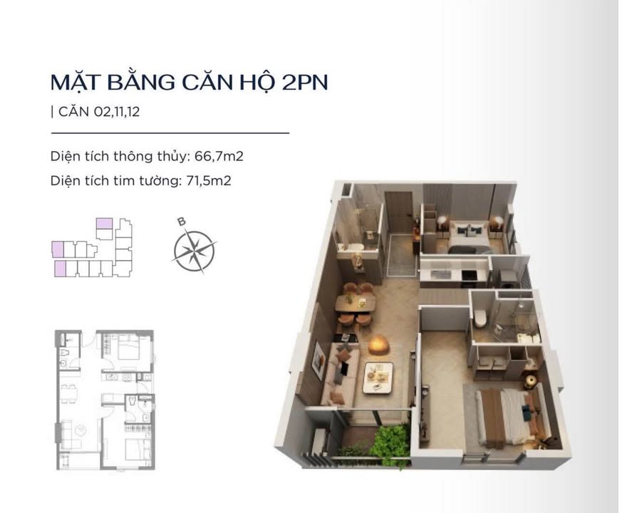Chung cư Heritage Vinh 70m² giá thỏa thuận - Nội thất cao cấp, không gian xanh mát!