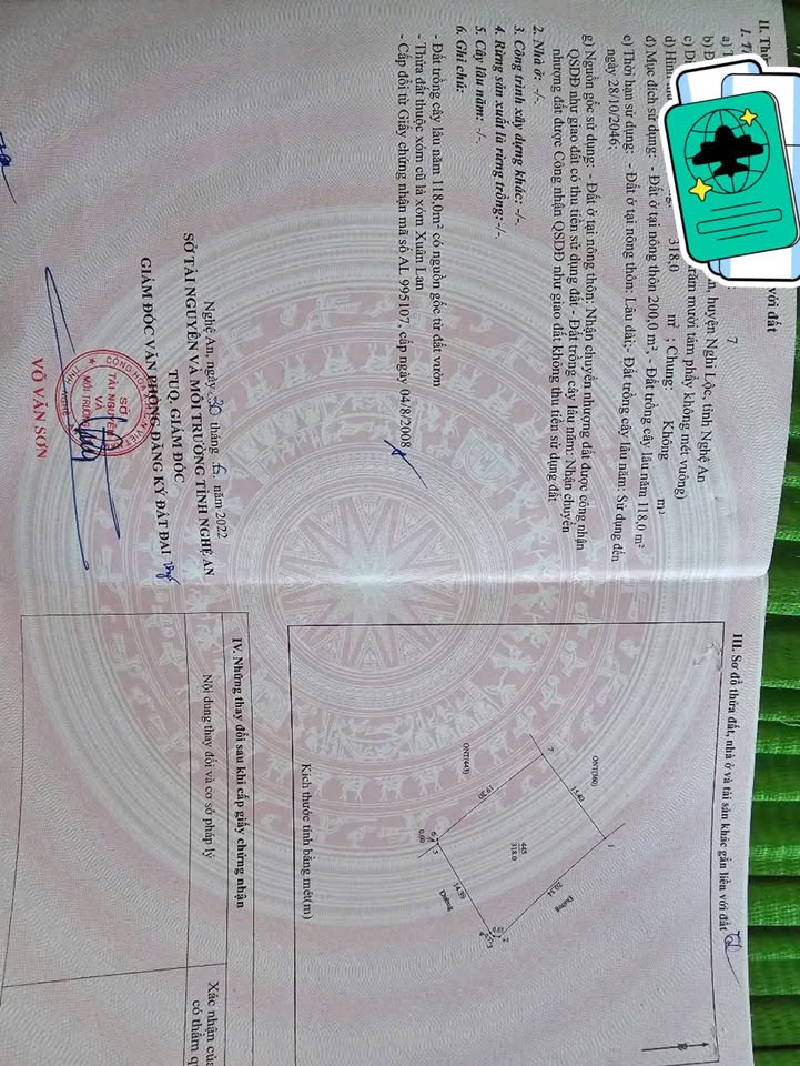 Lô đất Cửa Hội 318m² giá 3.816 tỷ - Vị trí đẹp, tiềm năng tăng giá cao!