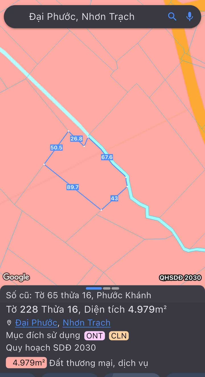 Đất Thương mại dịch vụ Đại Phước Nhơn Trạch 4979m² giá 5.5 tỷ - Cơ hội đầu tư hiếm có!