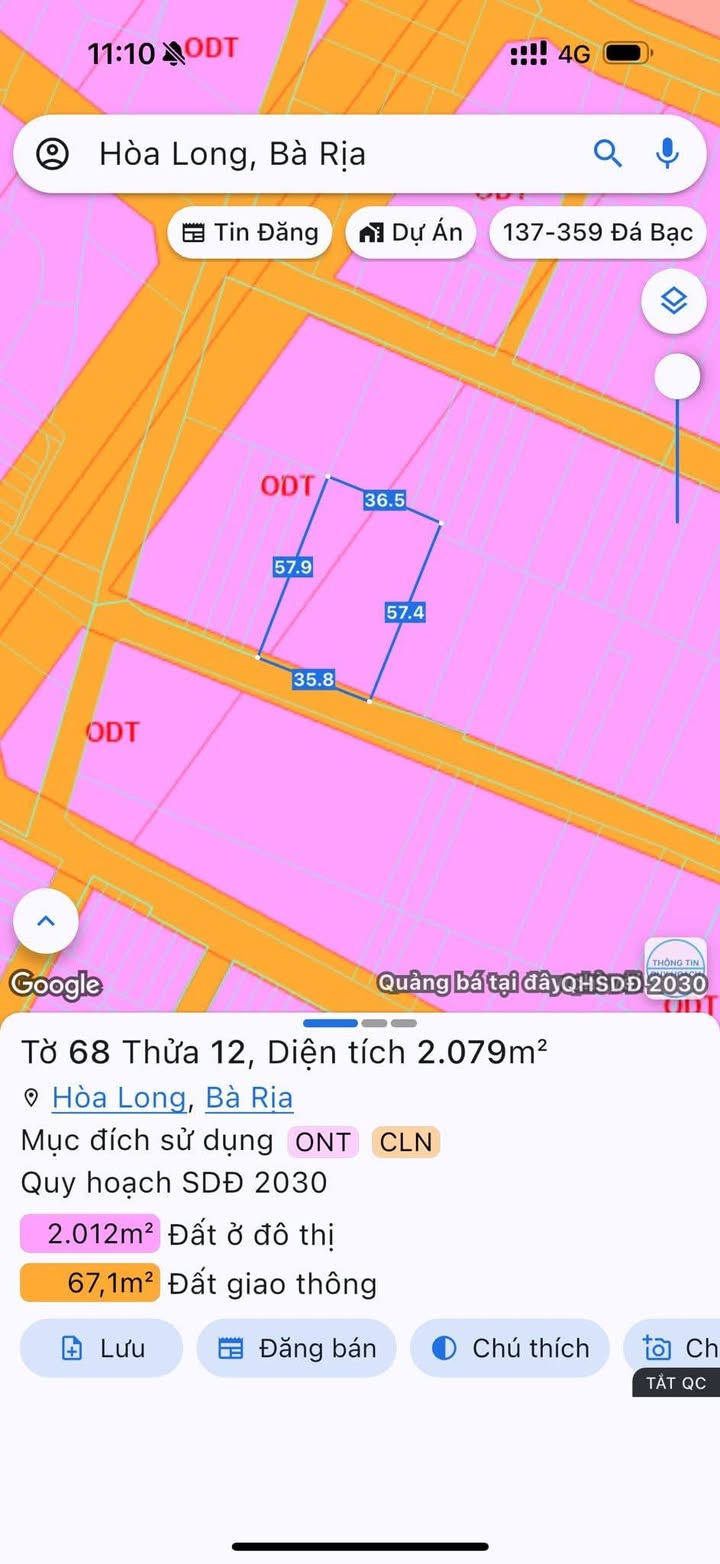 Đất thổ cư 576m² đường 13, Hòa Long, Bà Rịa - Giá 3.999 tỷ - Đầu tư sinh lời ngay!