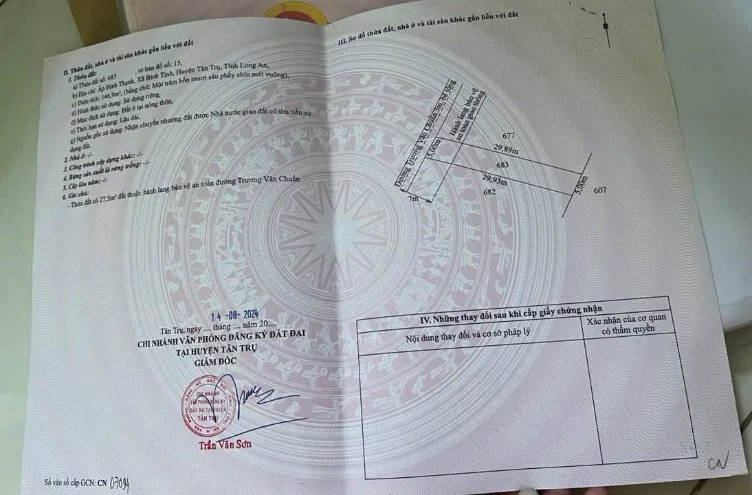 Đất nền Tân Trụ Long An 150m² giá 479 triệu - Đường thông thoáng, dễ đầu tư!