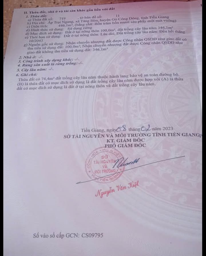 Đất mặt tiền Liên Ấp Trại Ngang 446m² giá 900 triệu - Đầu tư sinh lời hấp dẫn!