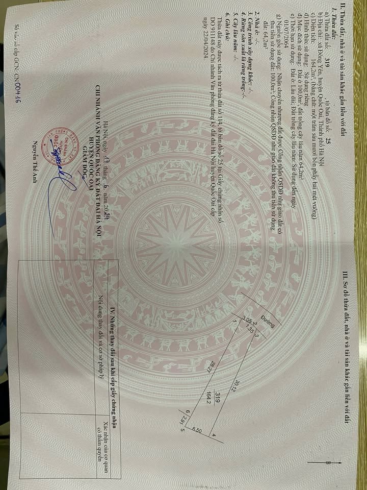 Đất thổ cư 165m² tại Phú Cát, Quốc Oai - Giá chỉ 2.1 tỷ, không thể bỏ lỡ!