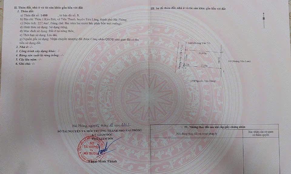 Đất nền Tiên Thanh - Tiên Lãng 227.4m² giá 3 tỷ - Đầu tư sinh lời ngay!