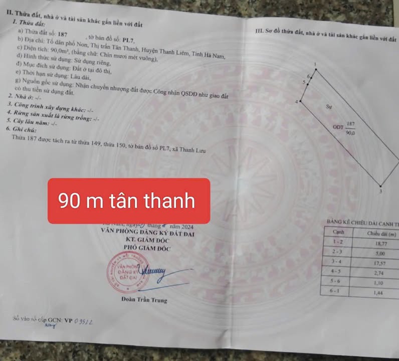 Đất nền Tân Thanh Thanh Liêm 90m² giá 800 triệu - Đầu tư sinh lời ngay!