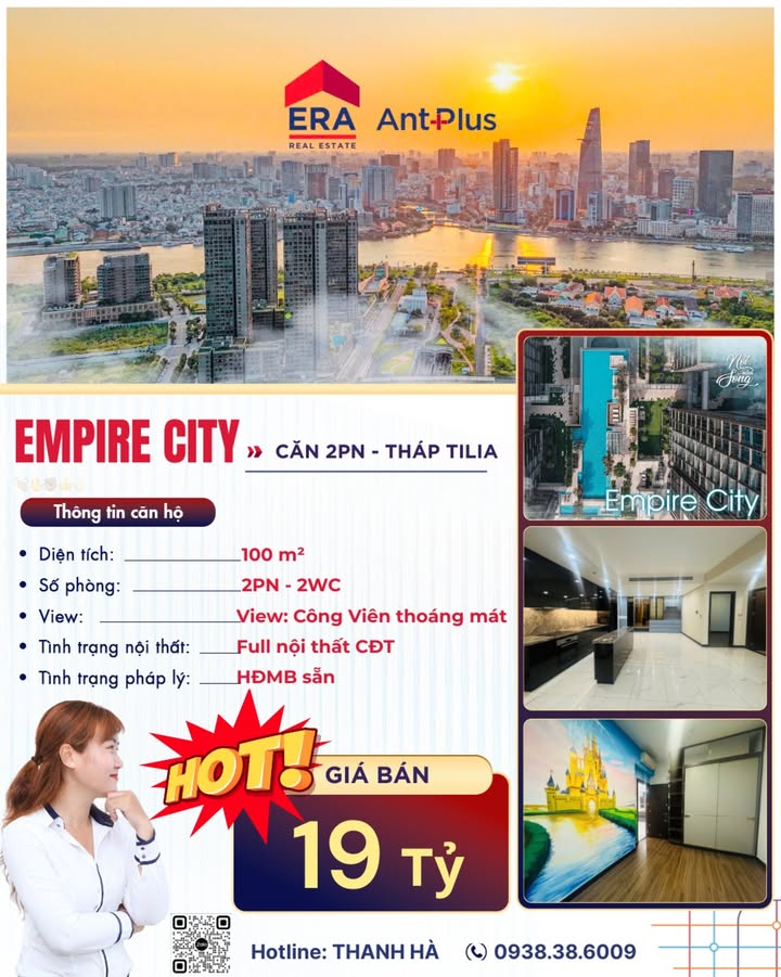 Căn hộ 2PN Tilia - Empire City Quận 2, 100m² giá 19 tỷ - Căn góc lý tưởng!