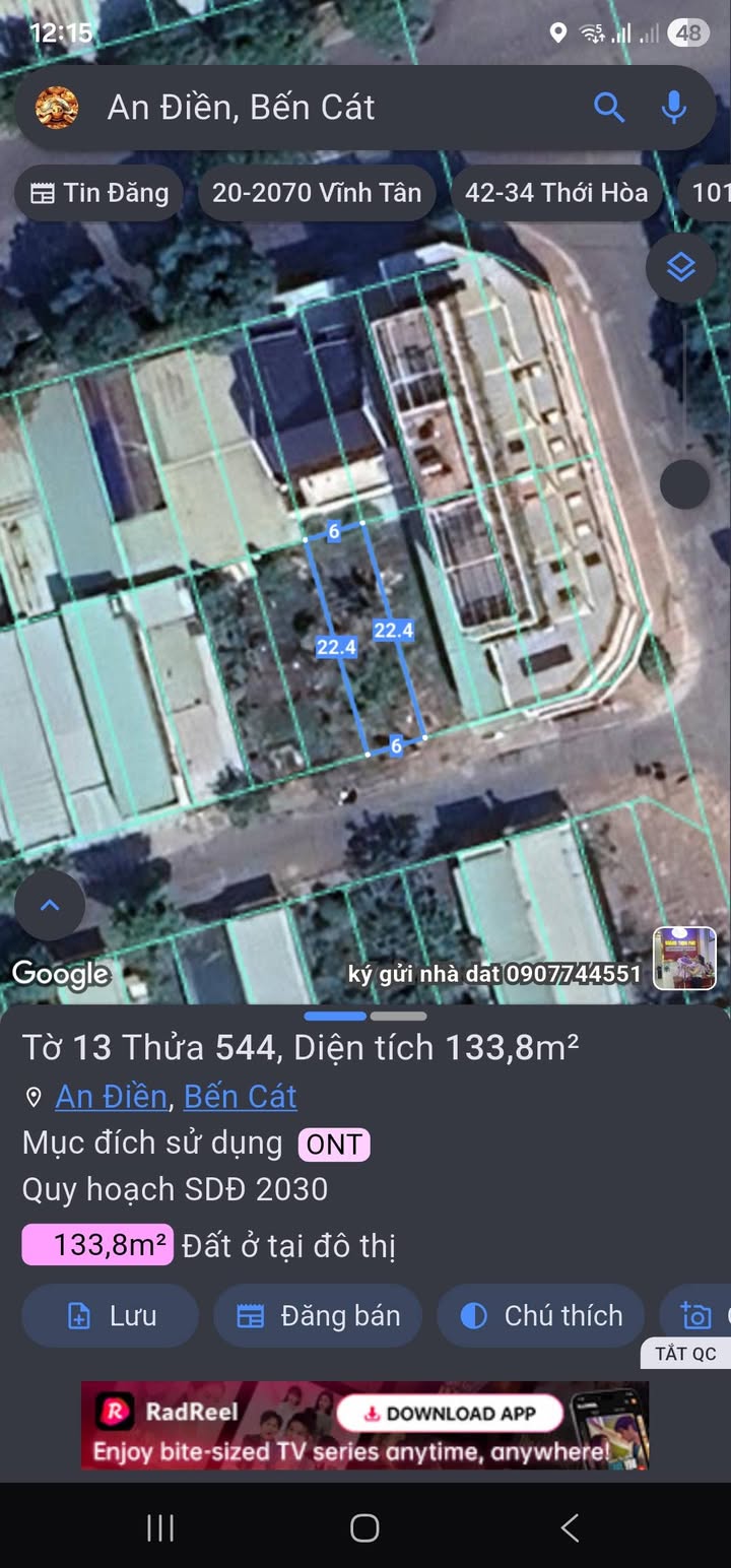 Lô đất Bến Cát 132m² giá 1.7 tỷ - Sổ hồng chính chủ, thổ cư 100%!