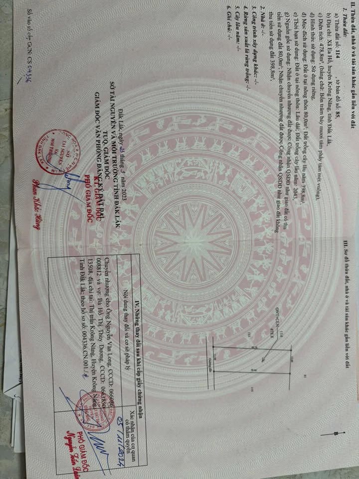 Đất thổ cư 480m² tại Ea Hồ, Krông Năng - Giá 600 triệu, gần sân vận động!