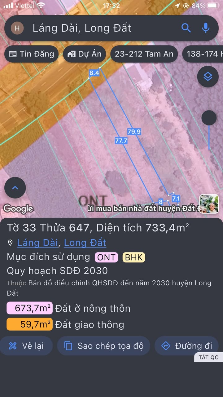 Đất mặt tiền QL55 xã Láng Dài, huyện Long Đất 1248m² giá 6.5 tỷ - Đầu tư lý tưởng!