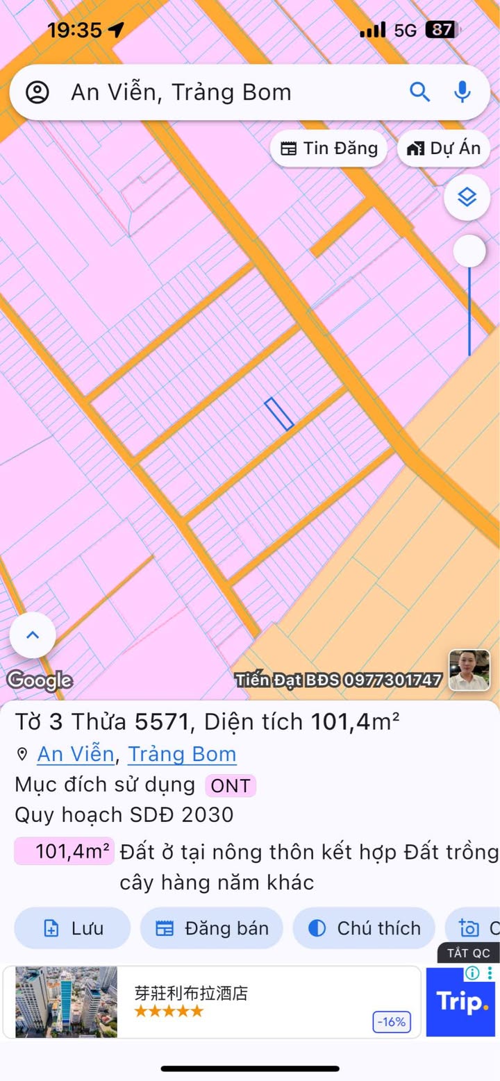 Đất thổ cư An Viễn, Trảng Bom 100m² giá chỉ 970 triệu - Đường nhựa thông bàn cờ!