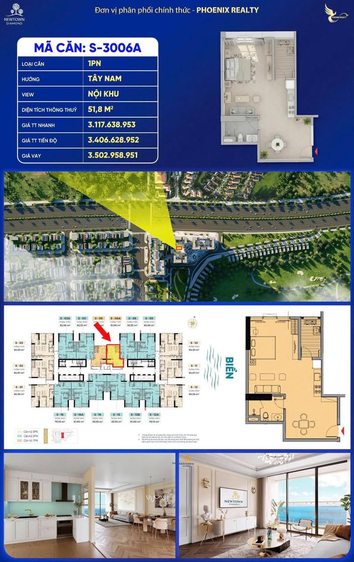 Căn hộ 1PN 52m² Đà Nẵng, giá 3.2 tỷ - View biển tuyệt đẹp!