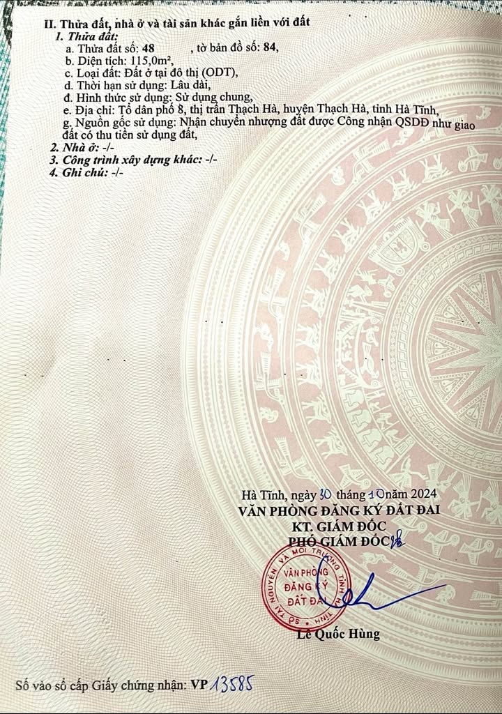 Đất nền Thạch Hà, Hà Tĩnh 115m² giá 980 triệu - Chính chủ bán gấp!