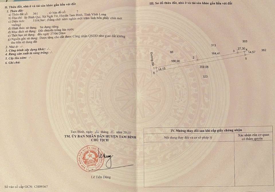 Đất nền 5104m² xã Ngãi Tứ, Vĩnh Long - Giá chỉ 918.072 triệu VND!