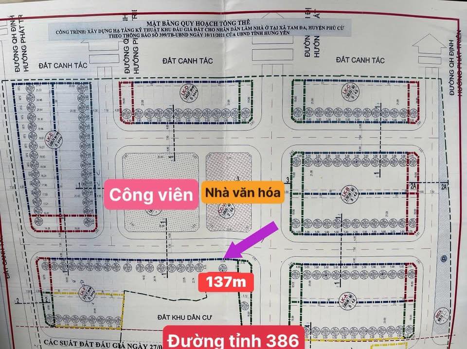 Đất giãn dân Tam Đa, Phù Cừ 138m² giá chỉ 2.65 tỷ - Gần chợ sầm uất!