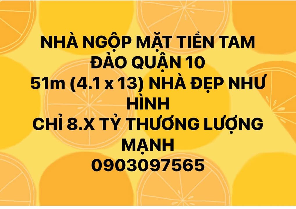 Nhà phố mặt tiền Tam Đảo quận 10 51m² giá 8 tỷ - Đẹp như hình, thương lượng mạnh!