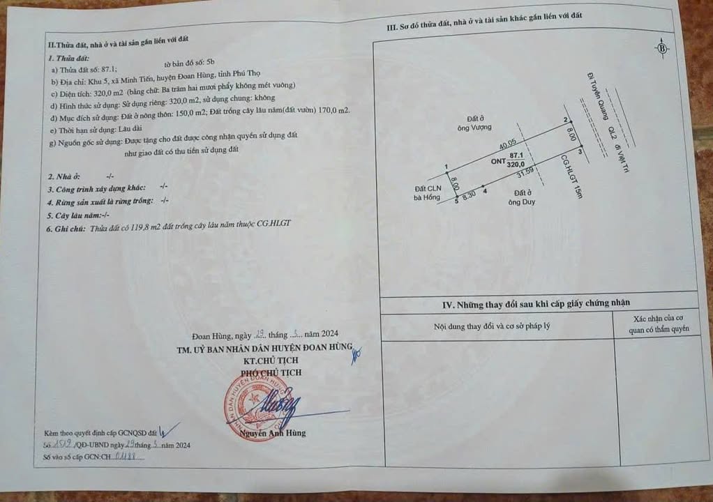 Nhà đất Minh Tiến, Đoan Hùng 320m² giá 4 tỷ - Kinh doanh thuận lợi!