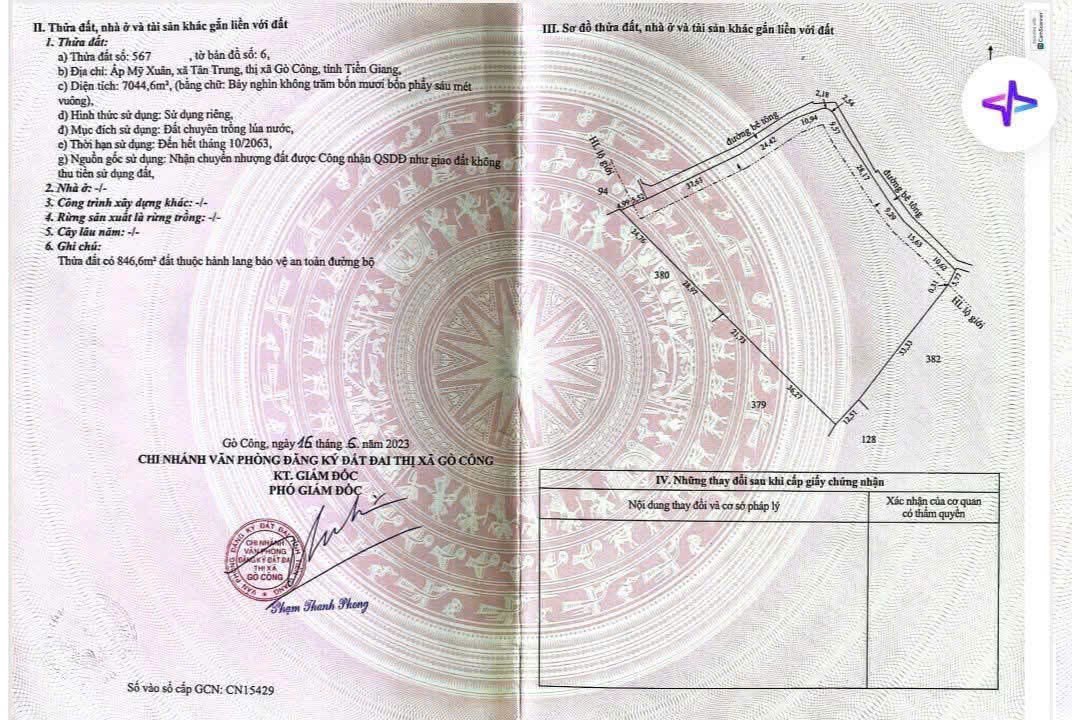 Đất ruộng 7044m² phường Sơn Qui, Gò Công - Giá chỉ 422.64 triệu