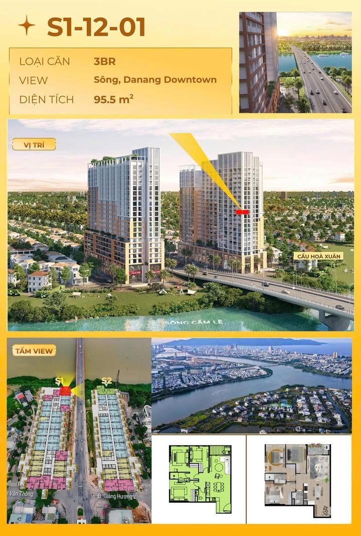 Căn hộ Spana Đà Nẵng 96m² giá 6.5 tỷ - View sông tuyệt đẹp!
