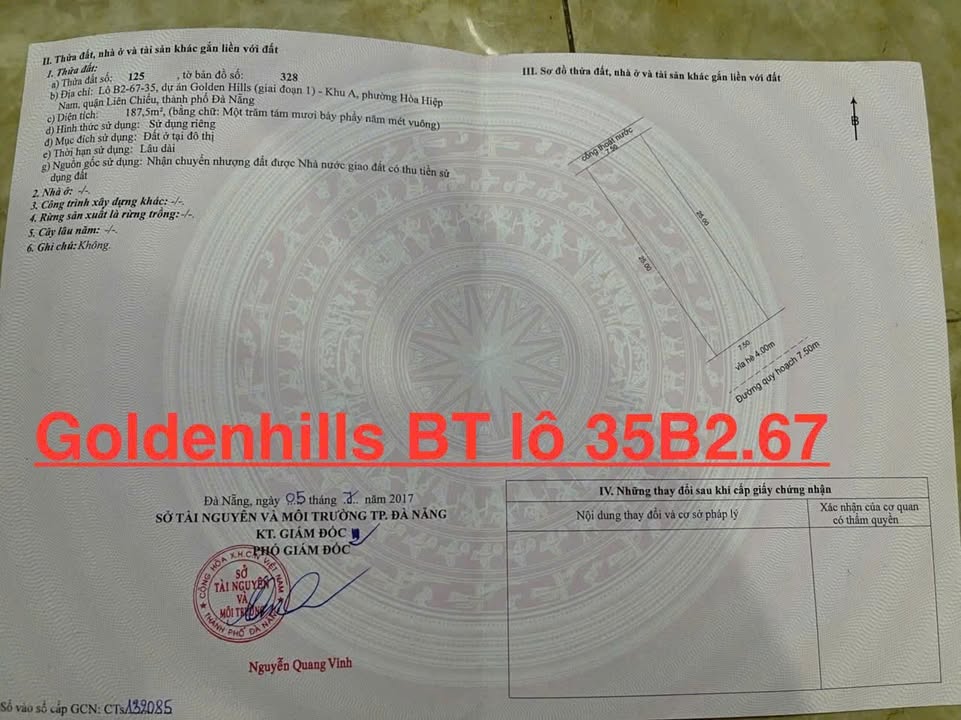 Townhouse Golden Hills City Đà Nẵng 187m² giá 5.6 tỷ - Không gian thoáng đãng lý tưởng!