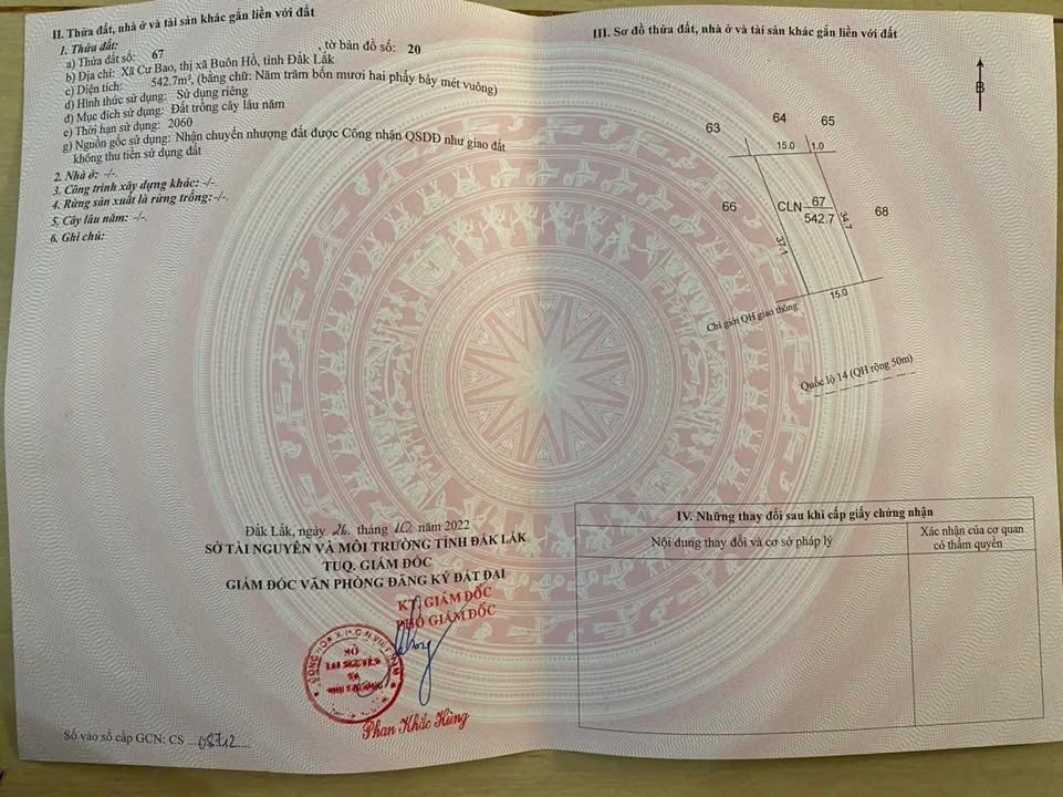 Đất mặt tiền Quốc lộ 14, phường Cư Bao, Đắk Lắk 525m² giá 5.366 tỷ - Tiềm năng đầu tư lớn!