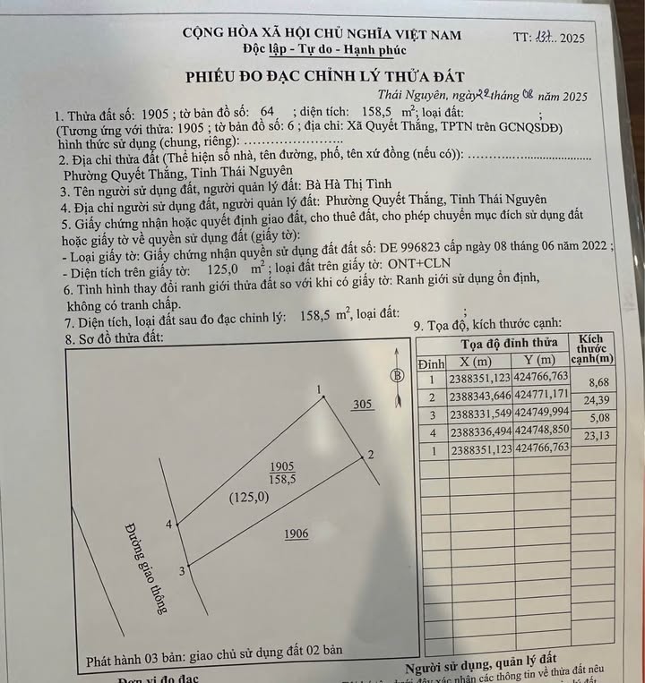 Đất nền Quyết Thắng Thái Nguyên 200m² giá 1.9 tỷ - Đầu tư sinh lời ngay!
