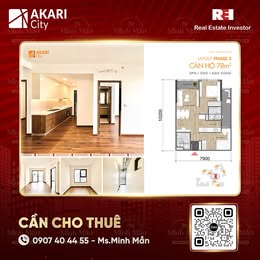 Căn hộ Akari Neo quận Bình Tân 2PN giá 10 triệu - Nhà mới 100%, miễn phí quản lý!